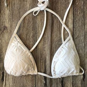 BECCA by Rebecca Virtue white crochet bikini top M